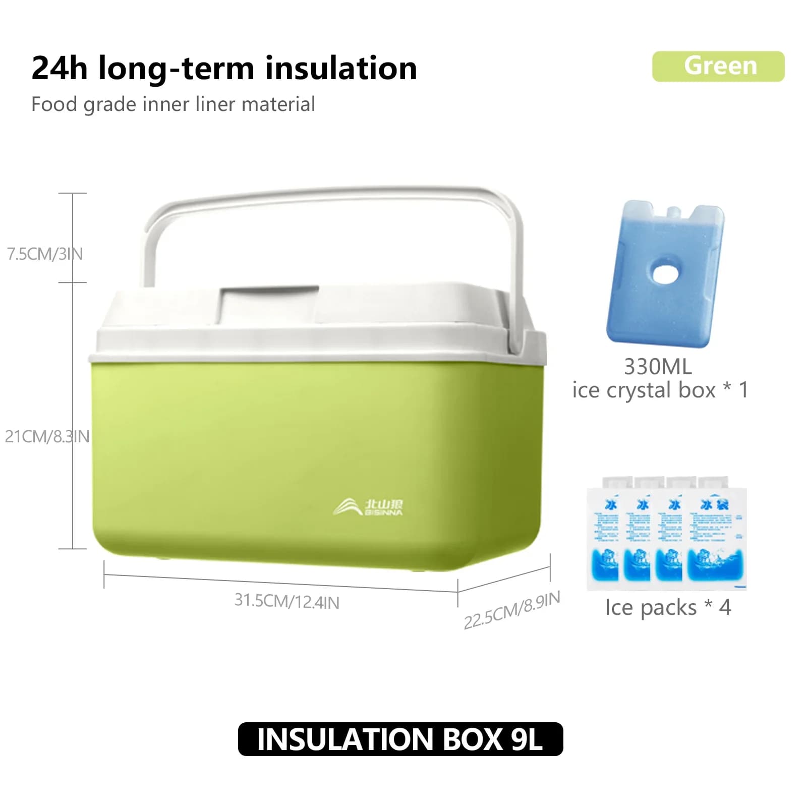 Glacière de camping portable BISINNA 6L/9L/15L pour pêche, pique-nique et extérieur