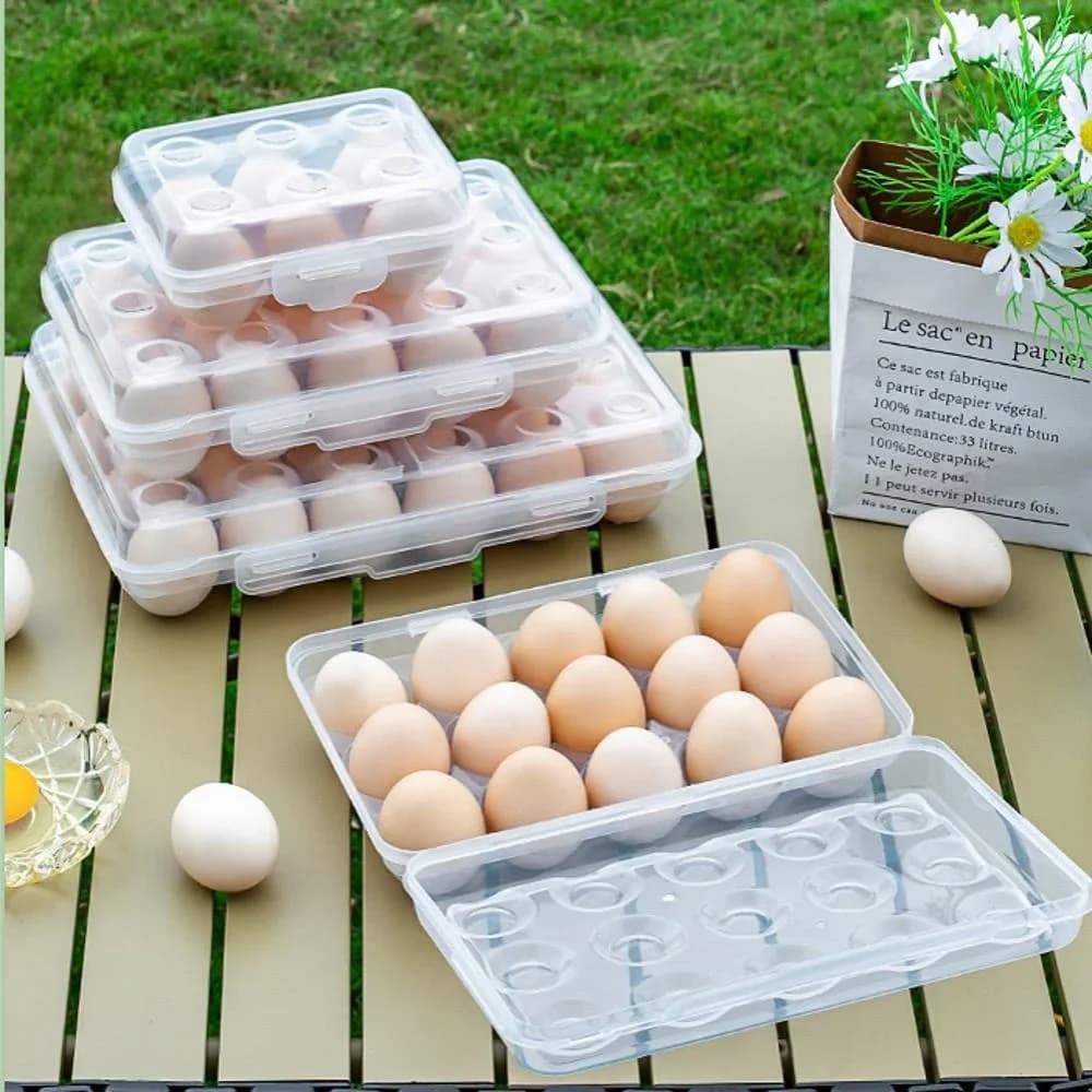 Boîte de rangement pour œufs en plastique avec couvercle pour réfrigérateur