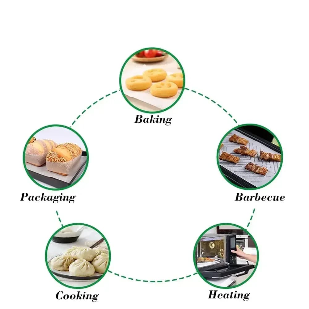 Feuilles de papier cuisson prédécoupées antiadhésives pour four, grill et Air Fryer
