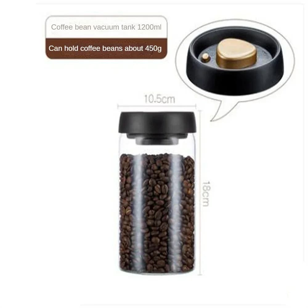 Bocal sous vide en verre transparent pour grains de café et aliments