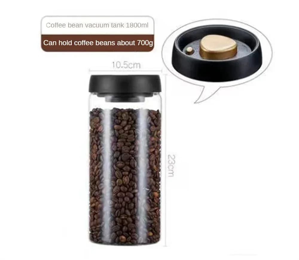 Bocal sous vide en verre transparent pour grains de café et aliments