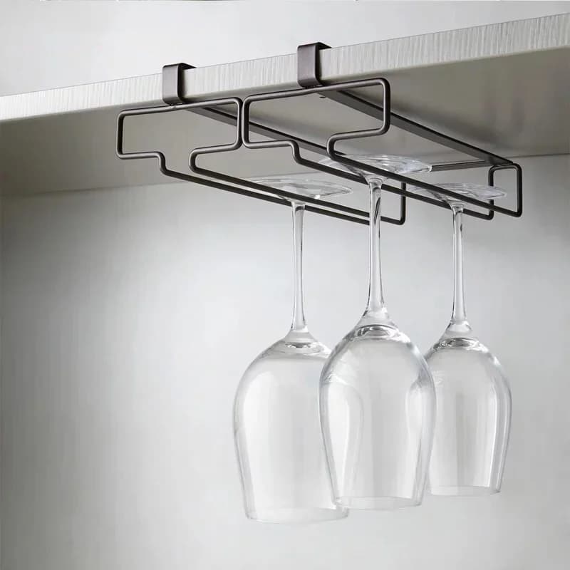 Porte-verres à vin suspendu, support pour verres à pied sans perçage, égouttoir inversé