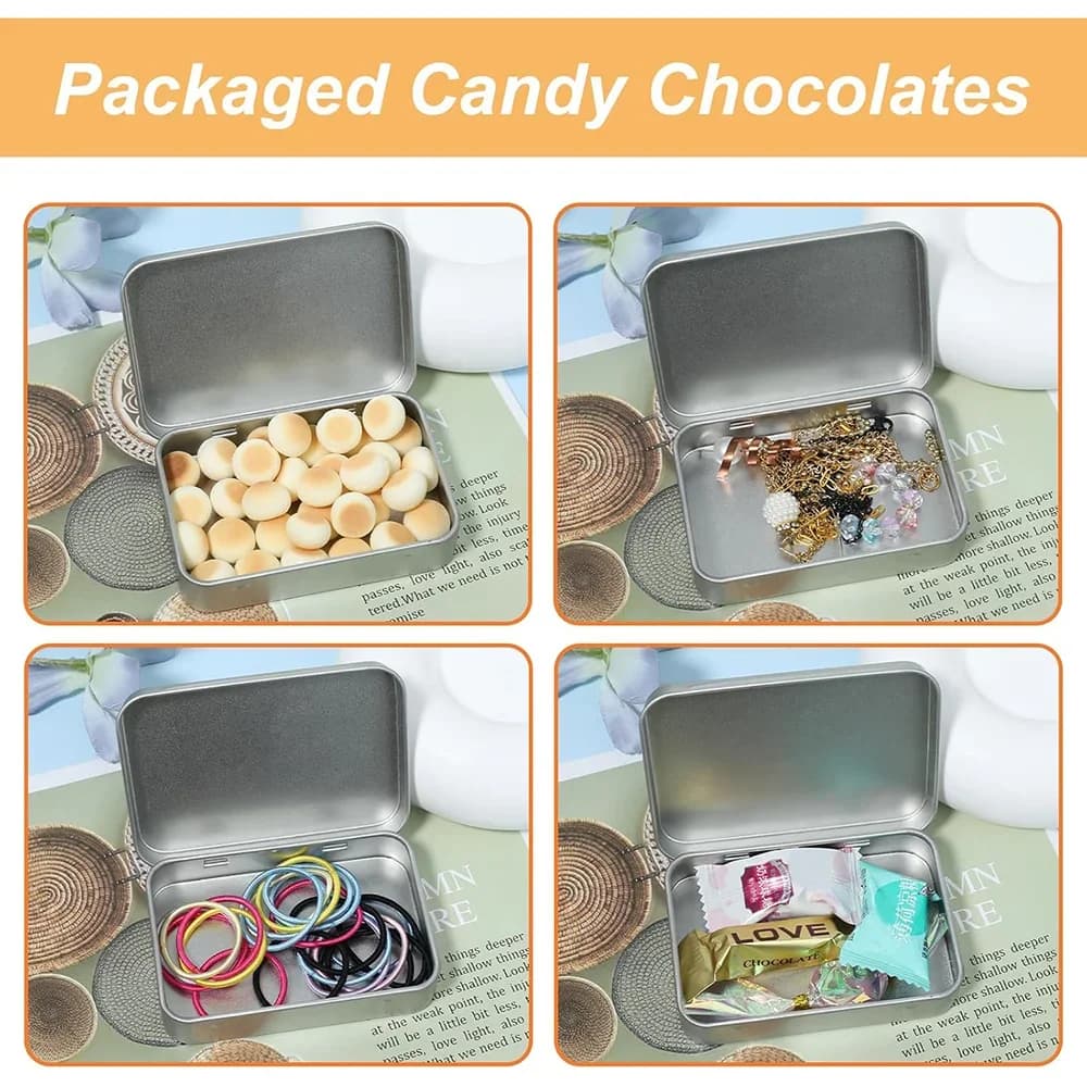 Lot de 6 mini boîtes métalliques à charnière avec couvercle - Rangement portable pour bonbons et loisirs créatifs