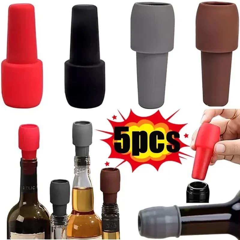 Bouchon universel pour bouteille de vin en silicone souple avec double joint