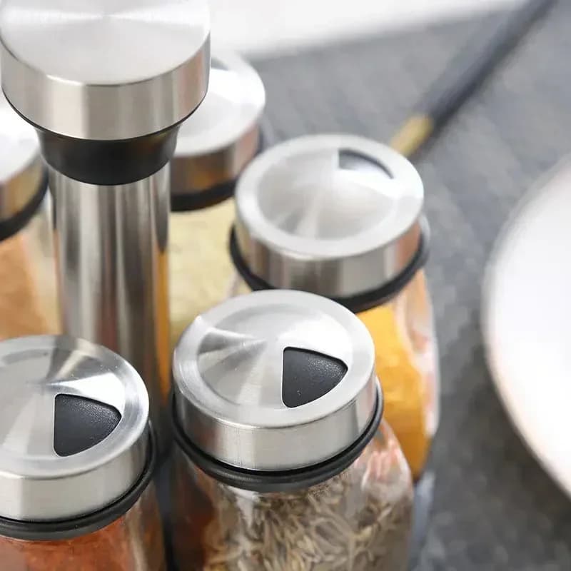 Pot à épices individuel en verre avec support - Salière et poivrière