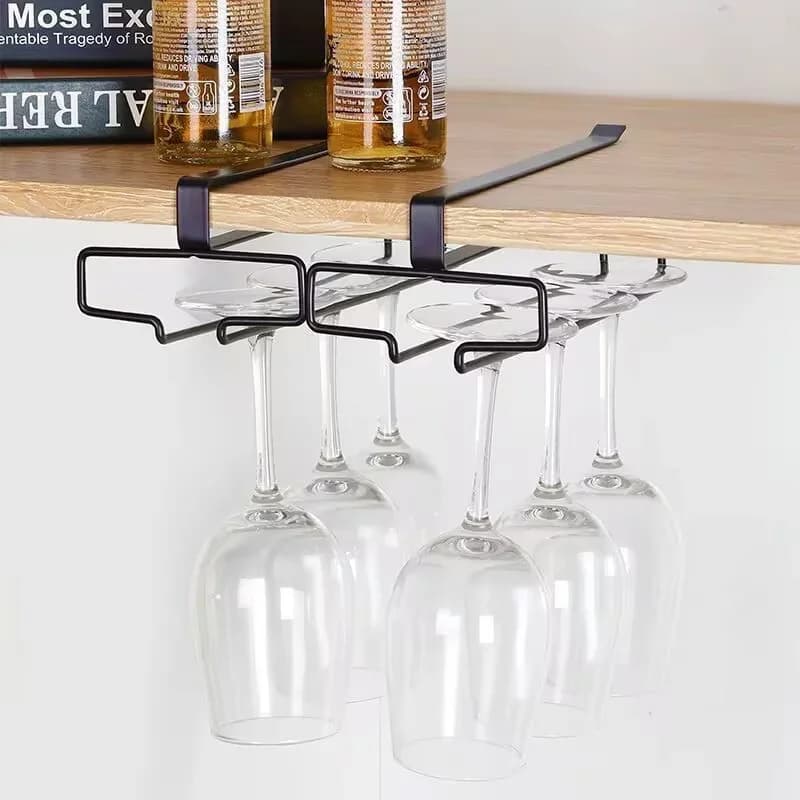 Porte-verres à vin suspendu, support pour verres à pied sans perçage, égouttoir inversé