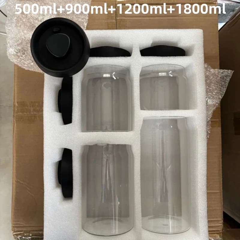 Bocal hermétique sous vide en verre avec couvercle noir pour café et thé