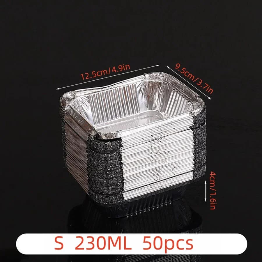 50 barquettes jetables en aluminium pour cuisson, réchauffage et conservation