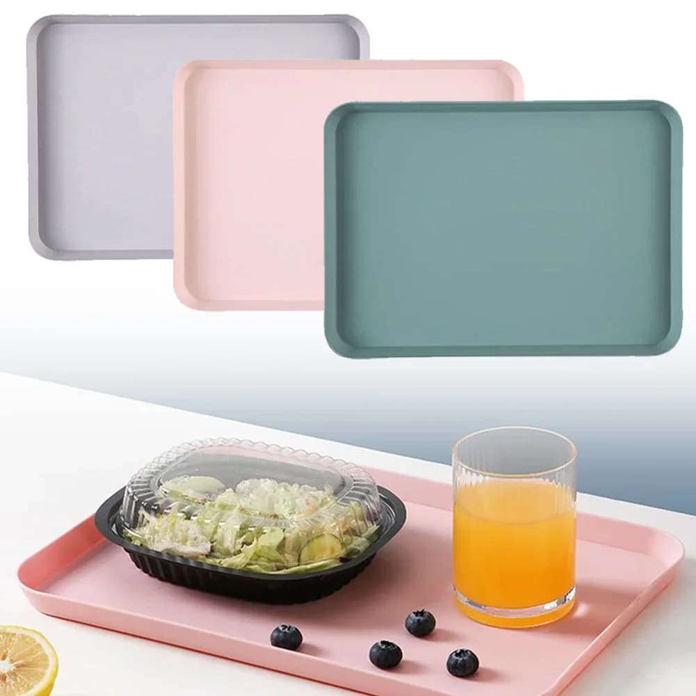 Plateau de service rectangulaire en plastique antidérapant et résistant aux rayures
