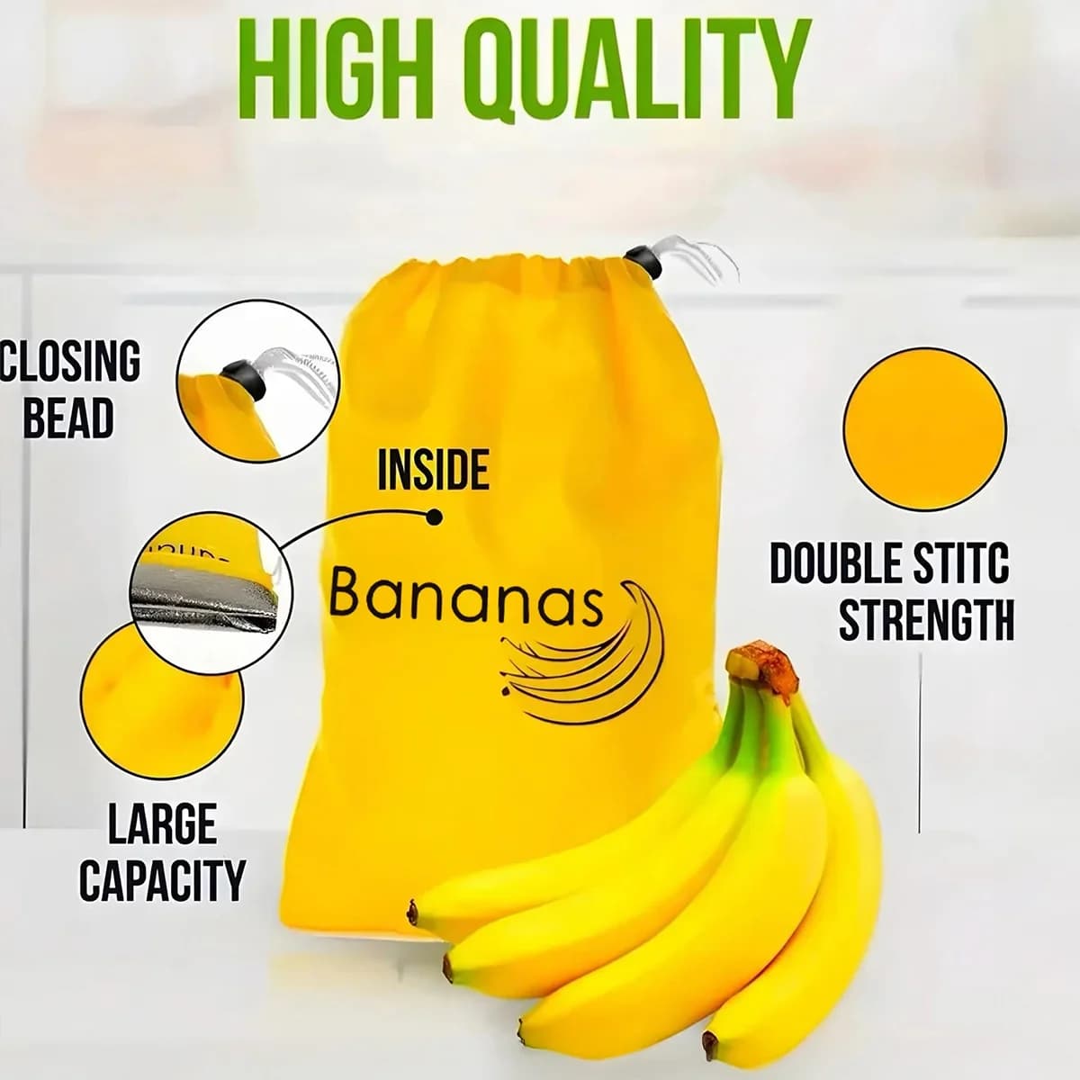 Sacs de Conservation Fraîcheur pour Bananes et Salades 1/2/3/5 pcs