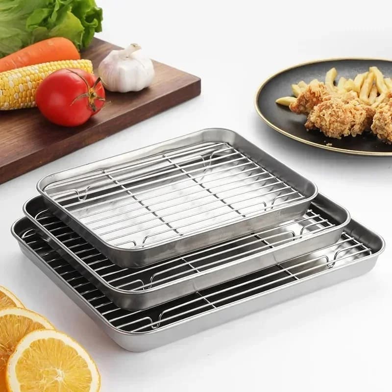 Plaque de cuisson en acier inoxydable avec grille de refroidissement