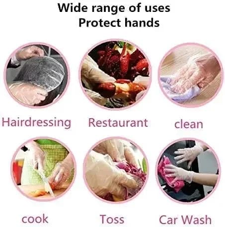 Gants Jetables Transparents en Plastique - Sans Latex pour Cuisine, Préparation et Nettoyage
