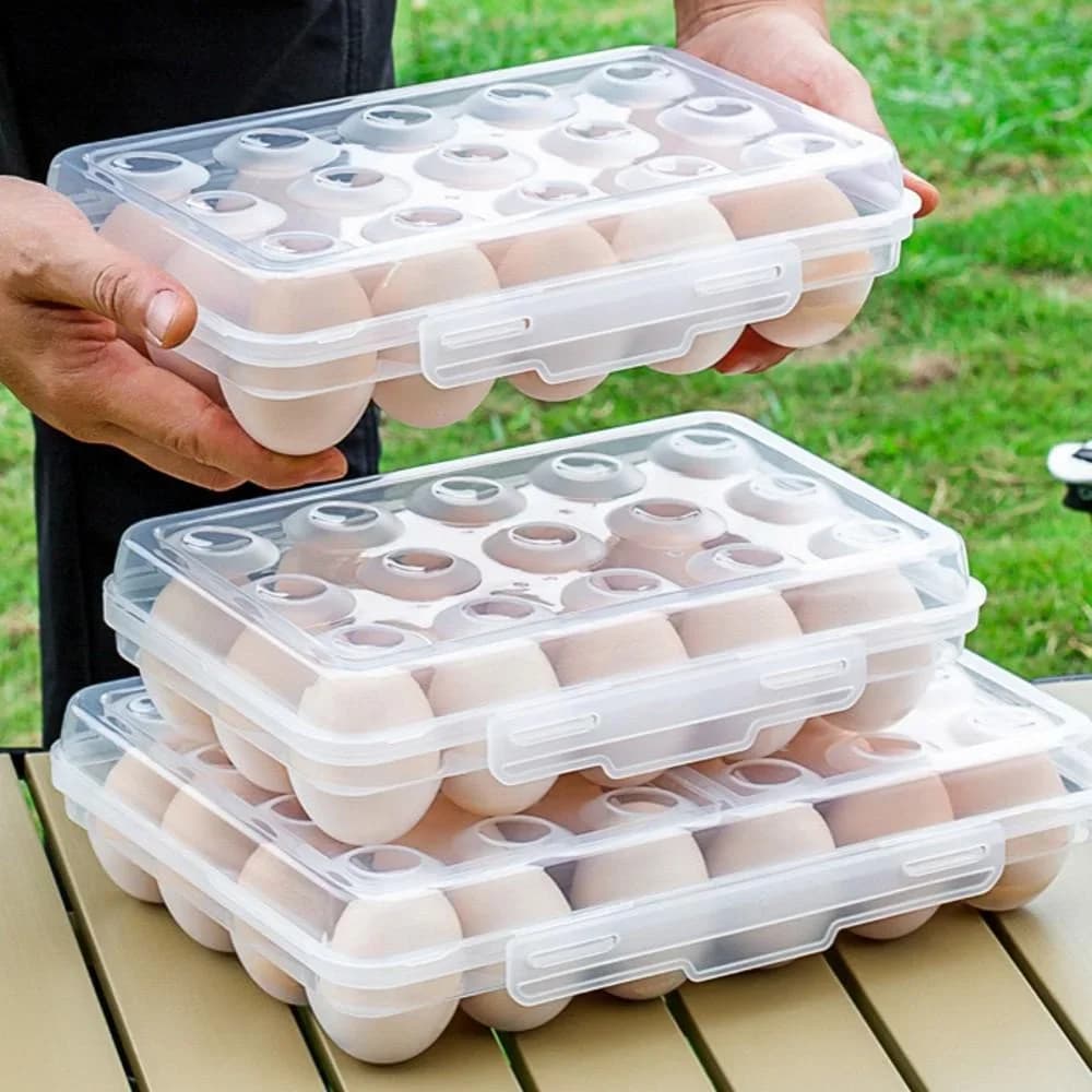 Boîte de rangement pour œufs en plastique avec couvercle pour réfrigérateur