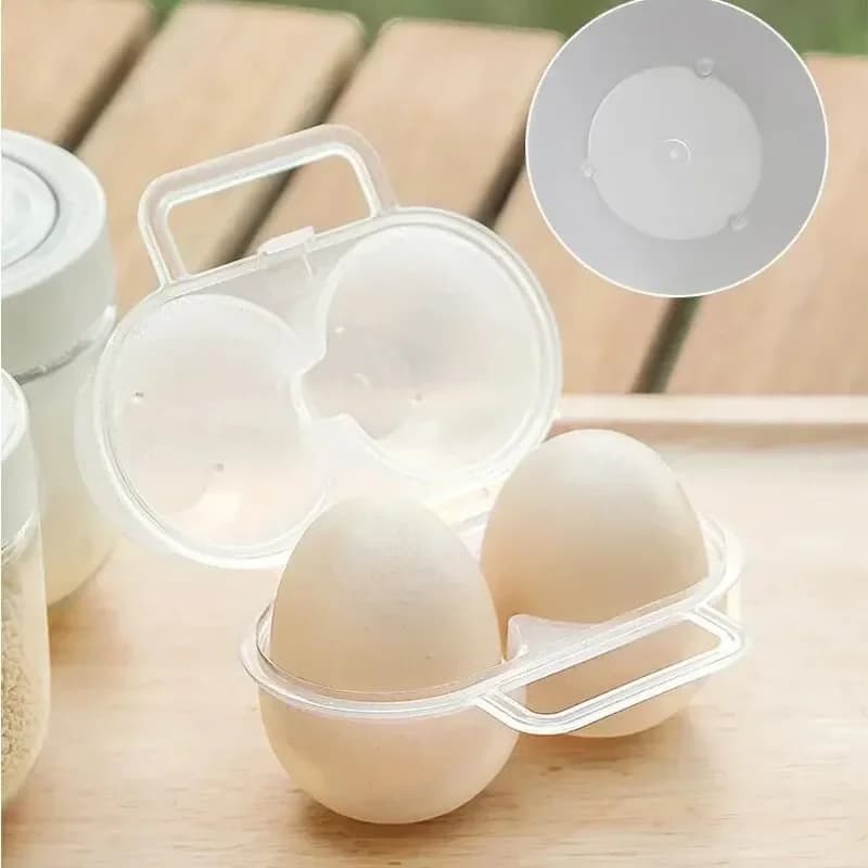 Boîte à œufs portable 2 compartiments - Boîte de transport antichoc pour camping et réfrigérateur (1 pièce)