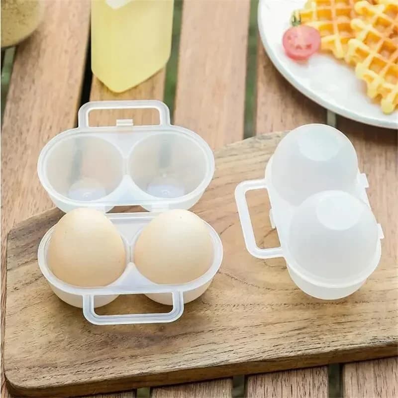 Boîte à œufs portable 2 compartiments - Boîte de transport antichoc pour camping et réfrigérateur (1 pièce)