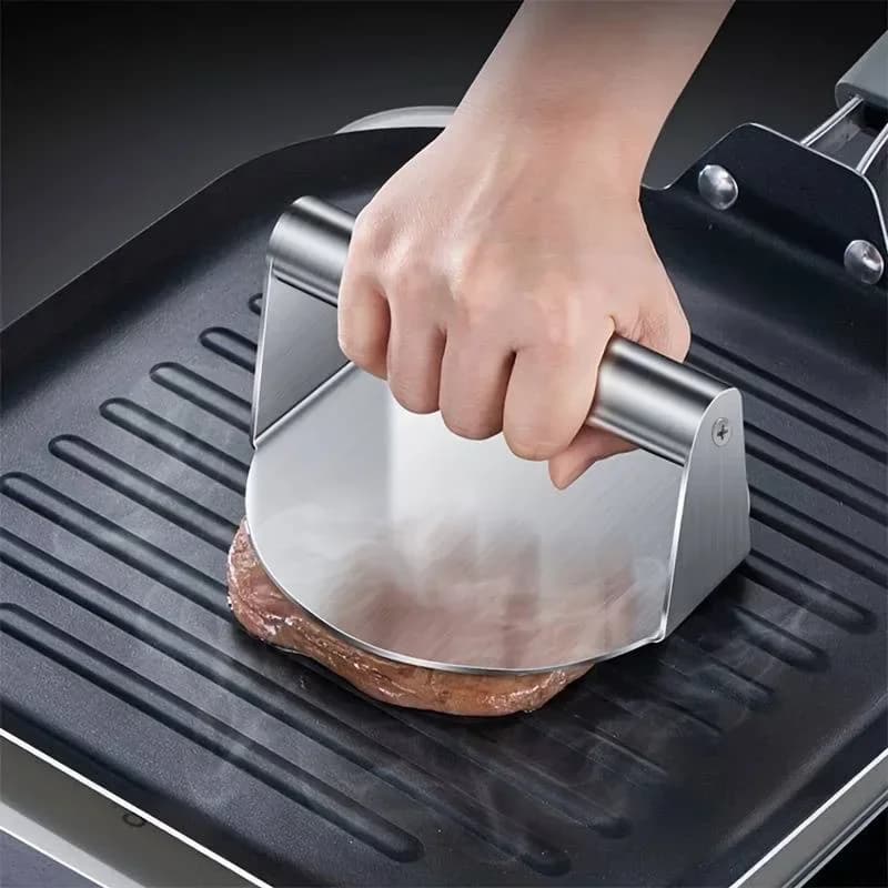 Presse à smash burger en acier inoxydable | Presse à steak haché robuste et antiadhésive pour barbecue et grillades
