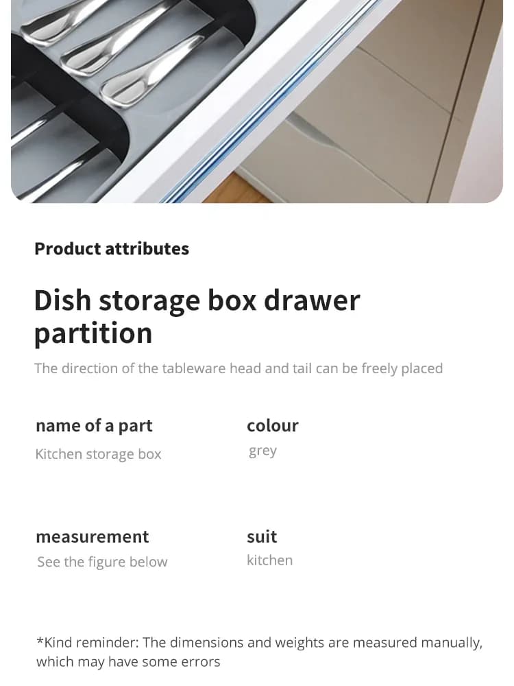 Organisateur de tiroir pour couverts et couteaux - Bac de rangement cuisine pour vaisselle et épices