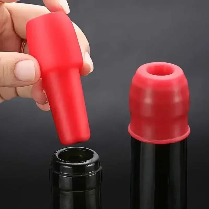 Bouchon universel pour bouteille de vin en silicone souple avec double joint