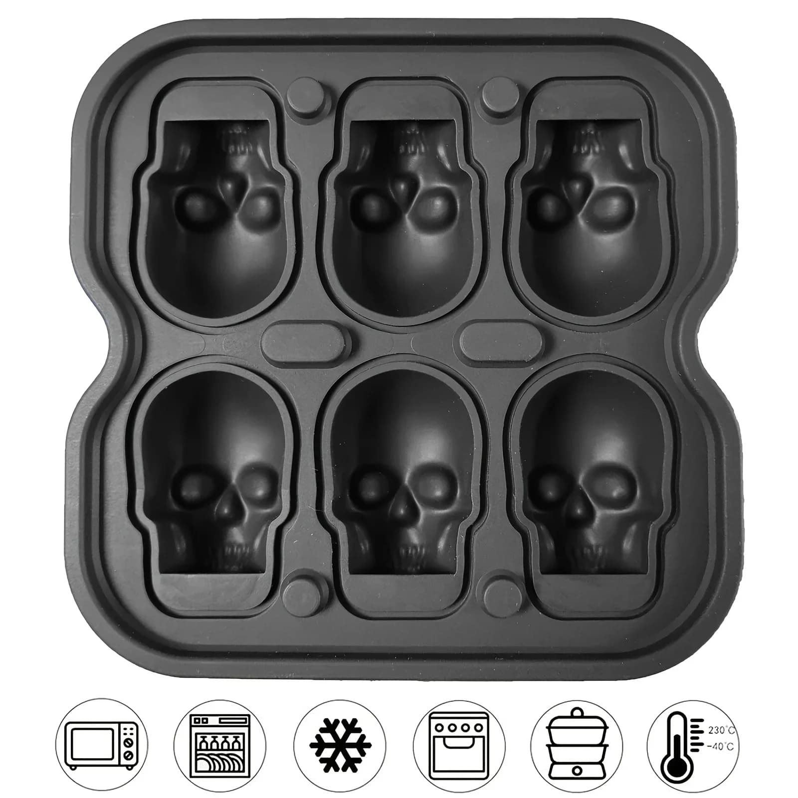 Moule à Glaçons Tête de Mort 3D en Silicone sans BPA pour Cocktails