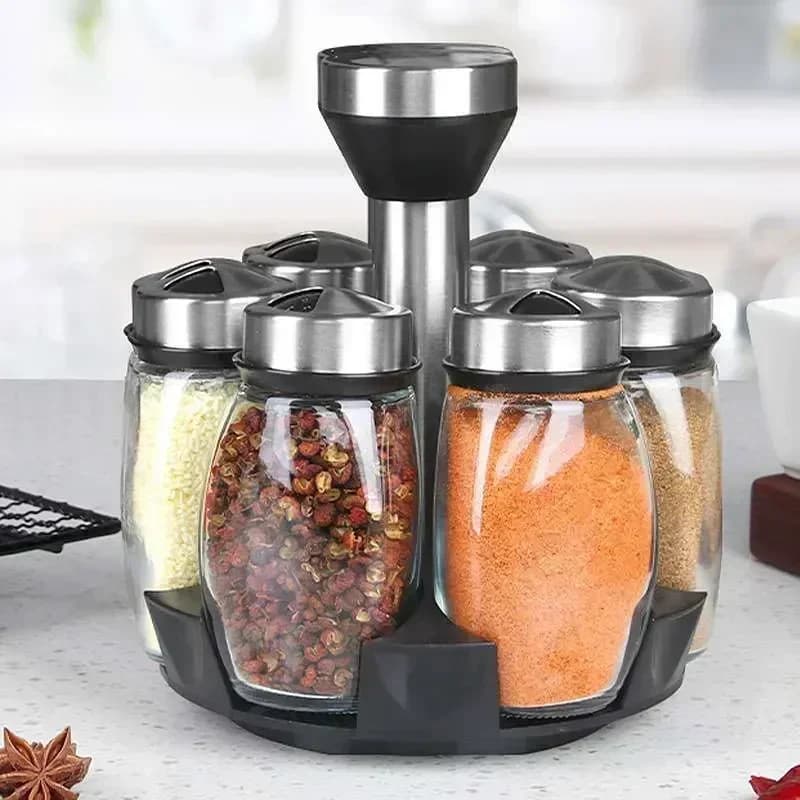 Pot à épices individuel en verre avec support - Salière et poivrière