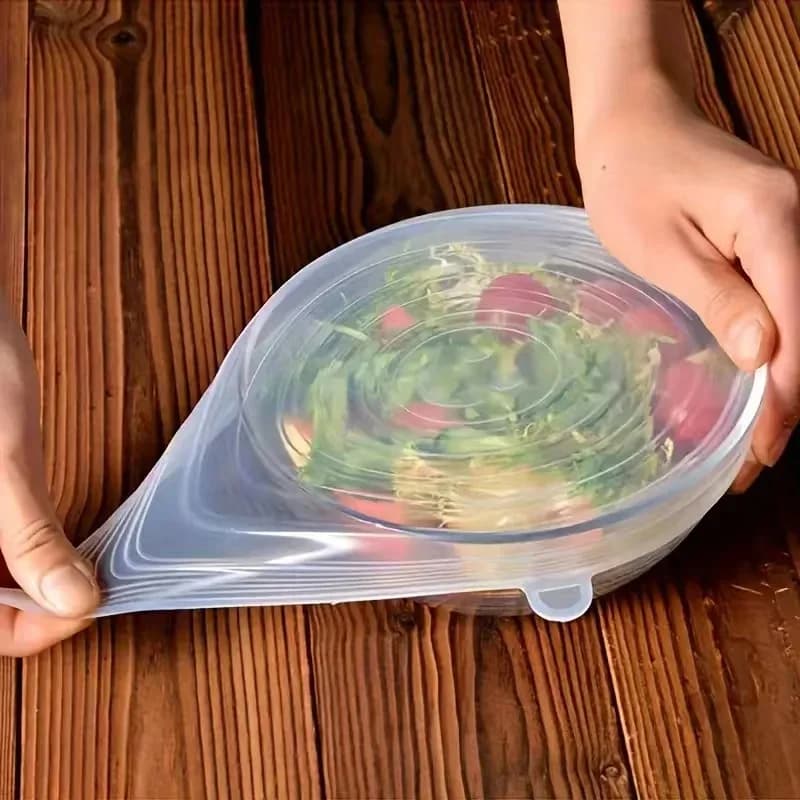 Lot de 6 couvercles extensibles en silicone réutilisables pour bols et aliments