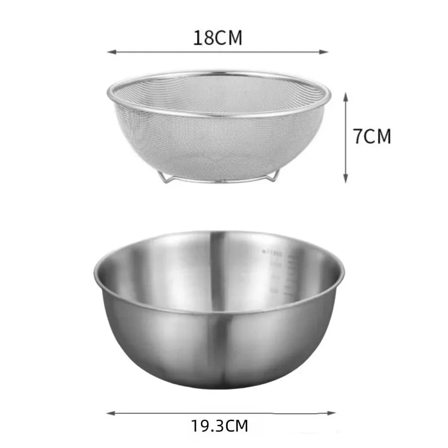 Lot de 1 à 3 bols en acier inoxydable gradués pour cuisine, pâtisserie et conservation des aliments, bols mélangeurs grande capacité