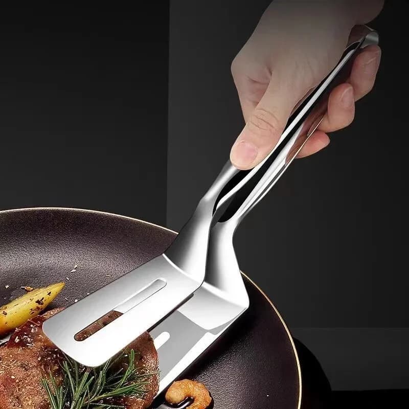 Pince spatule double face en acier inoxydable pour steak, poisson et pizza (1/2/4 pièces)