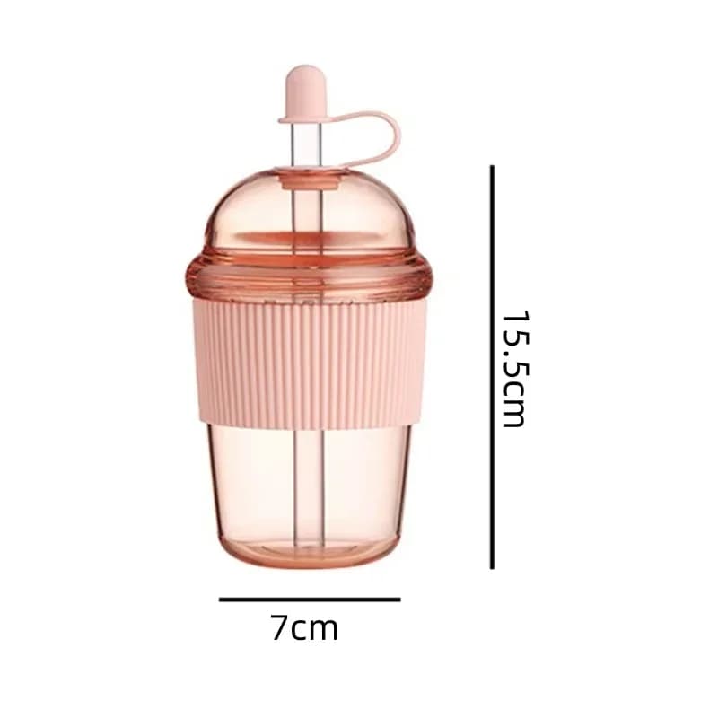 Gobelet avec Paille Rabattable 430 ml - Bouteille Réutilisable Style Ins