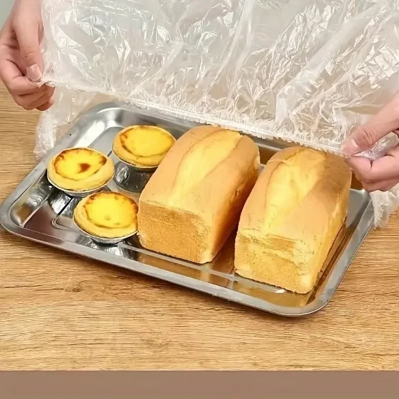 50 Couvre-Plats Élastiques Réutilisables en PE - Charlottes Alimentaires Extensibles pour Pain, Fruits et Encas