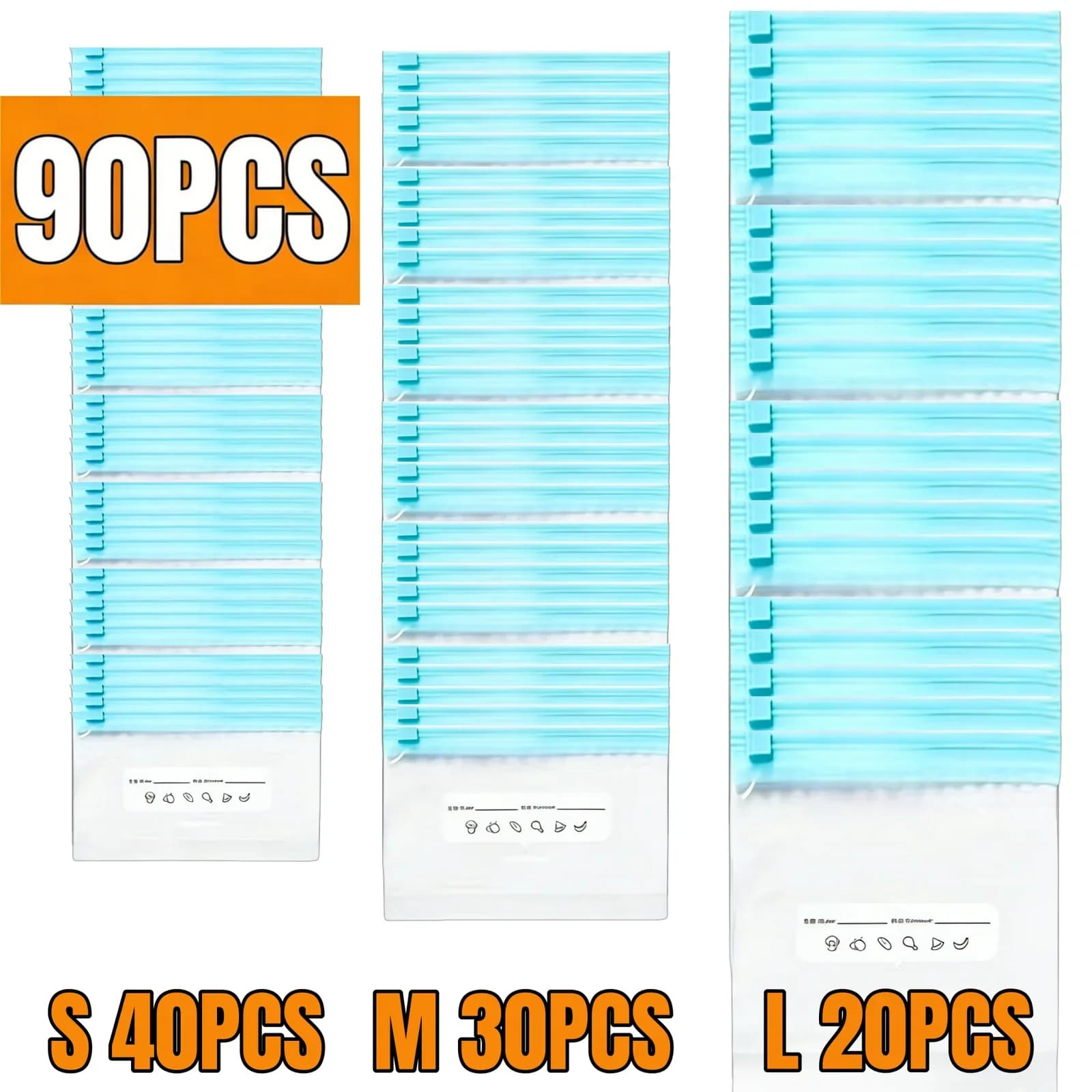 Sacs de conservation zippés pour aliments et congélation étanches - 10 à 90 pcs