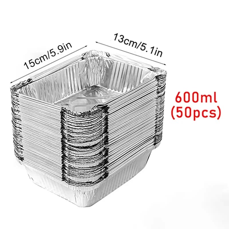 50 barquettes jetables en aluminium pour cuisson, réchauffage et conservation