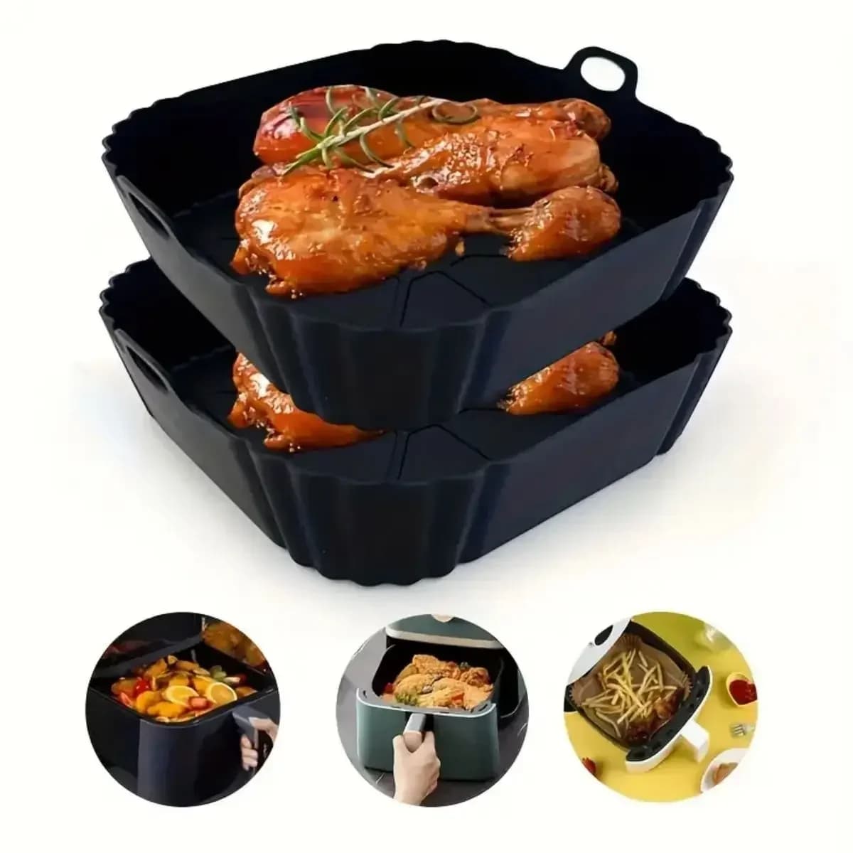 Moule en silicone réutilisable pour Air Fryer - Tapis de cuisson antiadhésif