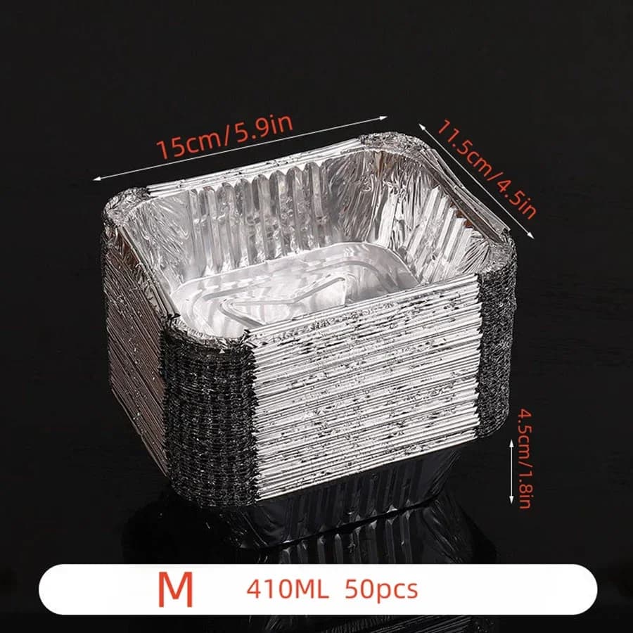 50 barquettes jetables en aluminium pour cuisson, réchauffage et conservation
