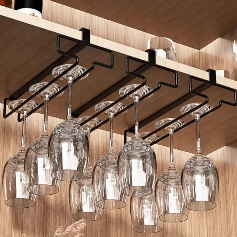 Porte-verres à vin suspendu, support pour verres à pied sans perçage, égouttoir inversé