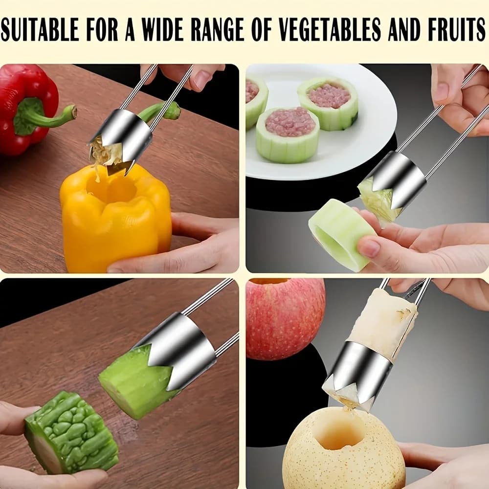 Vide-fruits et légumes en acier inoxydable 1/2/3 pièces - Pommes, poivrons, tomates