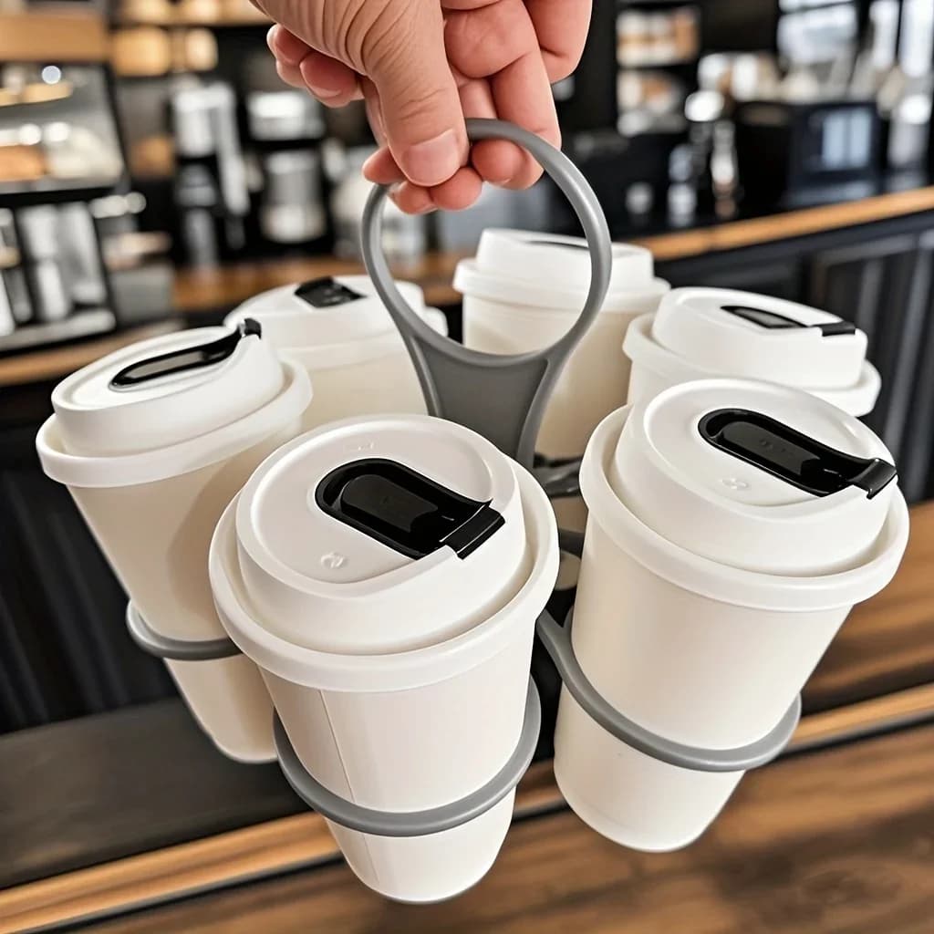 Porte-Gobelets Pliable 6 Emplacements avec Poignée 1/2 pcs - Support Boissons Portable Réutilisable
