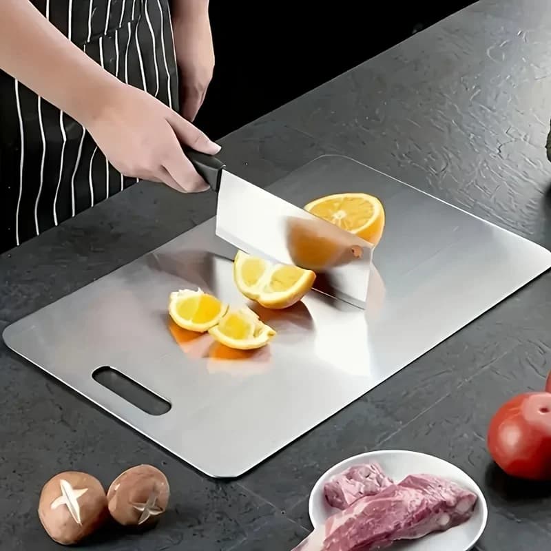 Lot de 2 Planches à Découper en Acier Inoxydable - Antidérapantes, Sans BPA et Antirouille