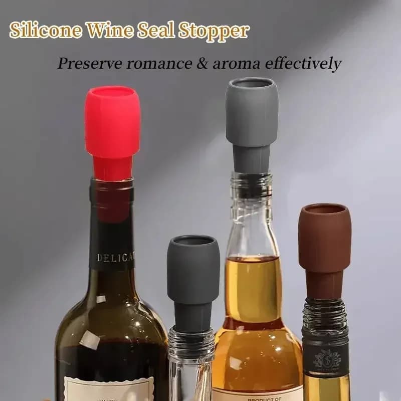 Bouchon universel pour bouteille de vin en silicone souple avec double joint