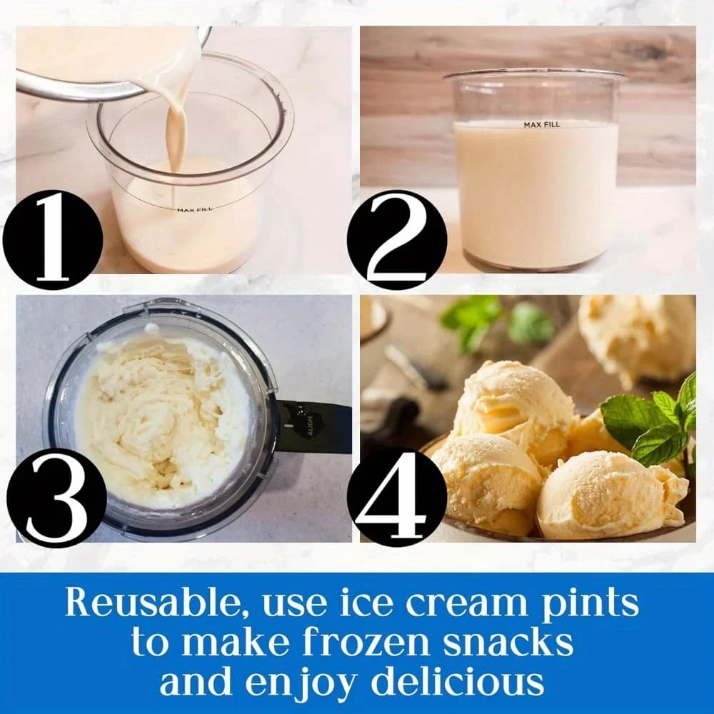 Pots et couvercles Creami pour Ninja - Lot de 4 récipients à glace compatibles smoothies