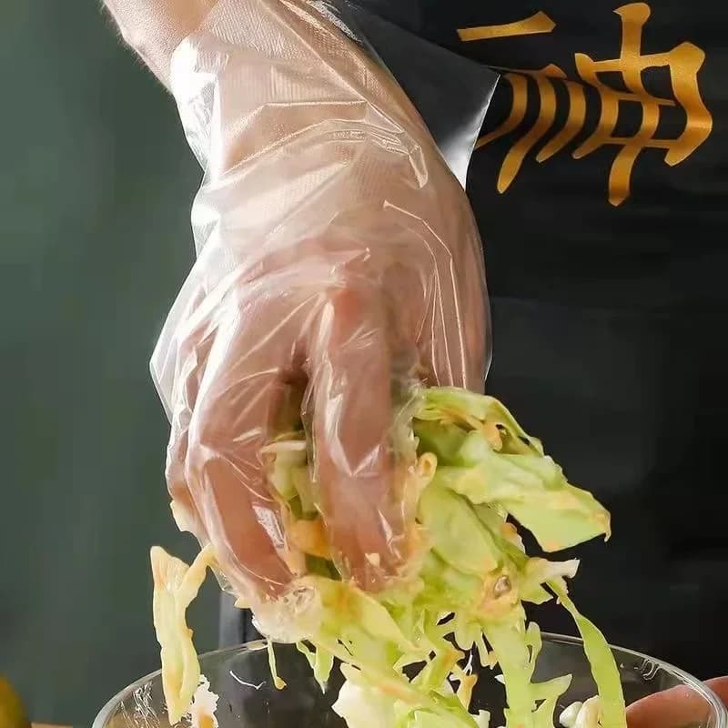 Gants Jetables Transparents en Plastique - Sans Latex pour Cuisine, Préparation et Nettoyage