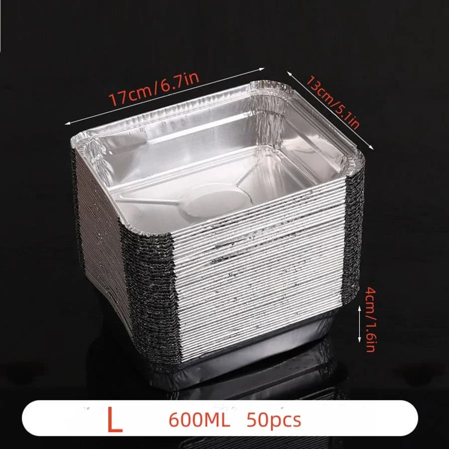 50 barquettes jetables en aluminium pour cuisson, réchauffage et conservation