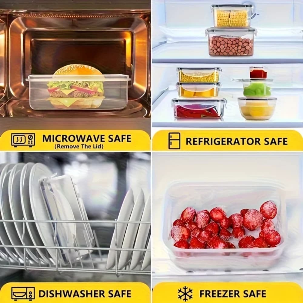 Lot de 8 boîtes hermétiques sans BPA avec couvercles à clip - Rangement en plastique PP pour micro-ondes et congélateur