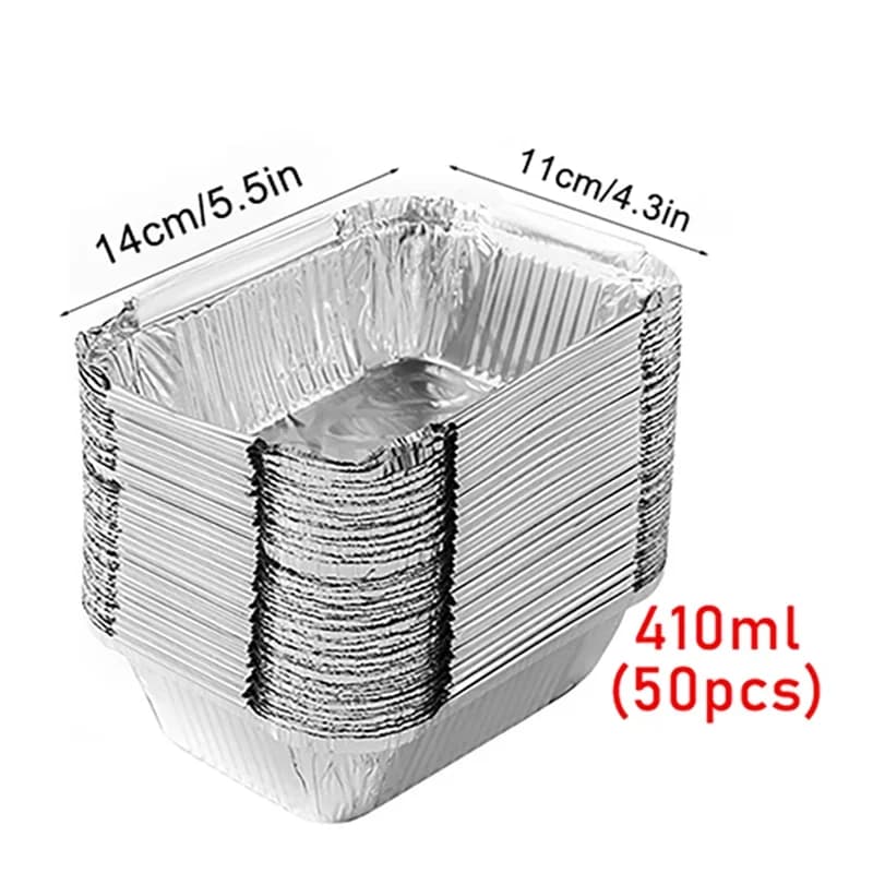 50 barquettes jetables en aluminium pour cuisson, réchauffage et conservation