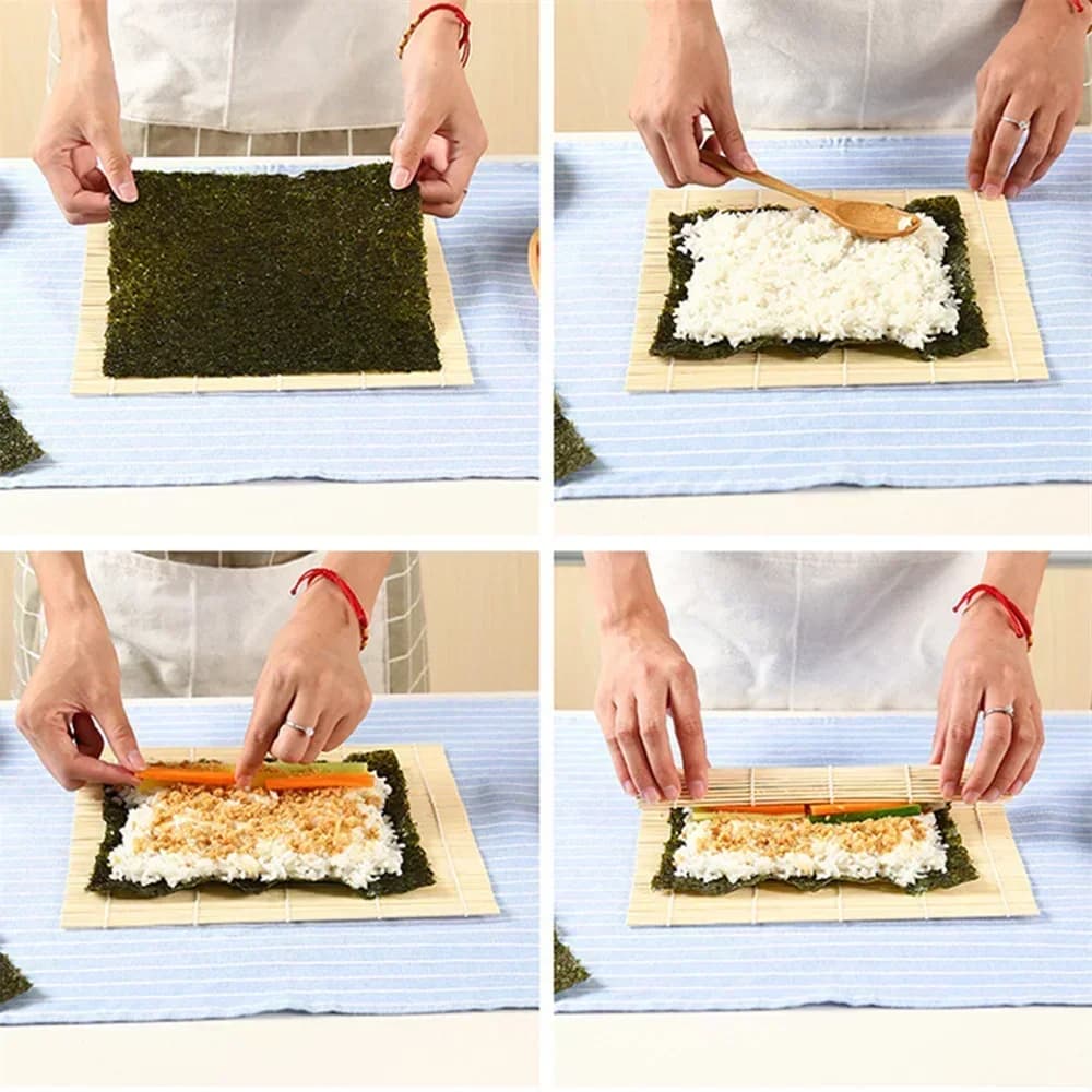 Natte à sushi en bambou - Tapis antiadhésif traditionnel japonais pour rouleaux de maki