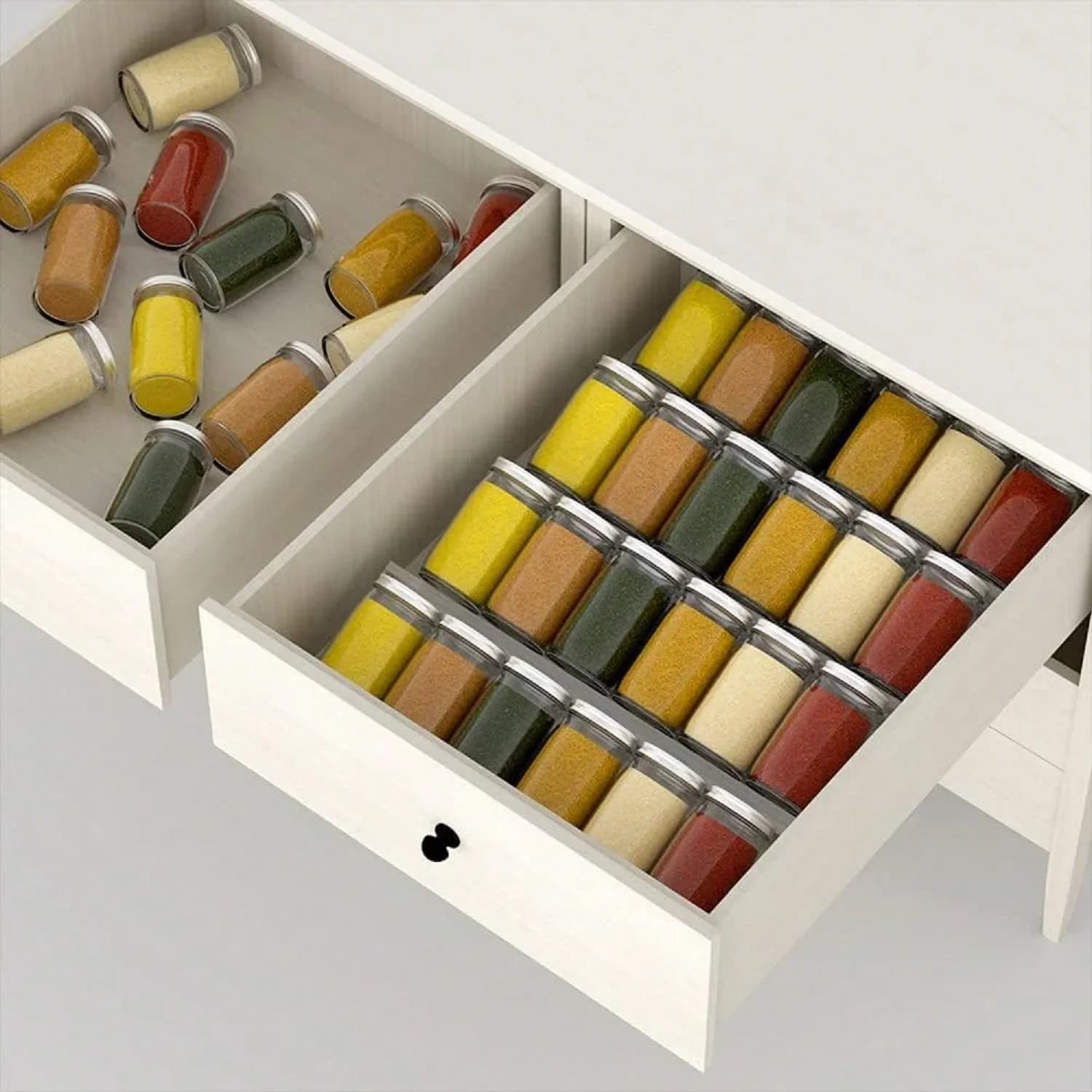 Organisateur de Tiroir à Épices Réglable en Acrylique - Support Extensible pour Pots d'Épices