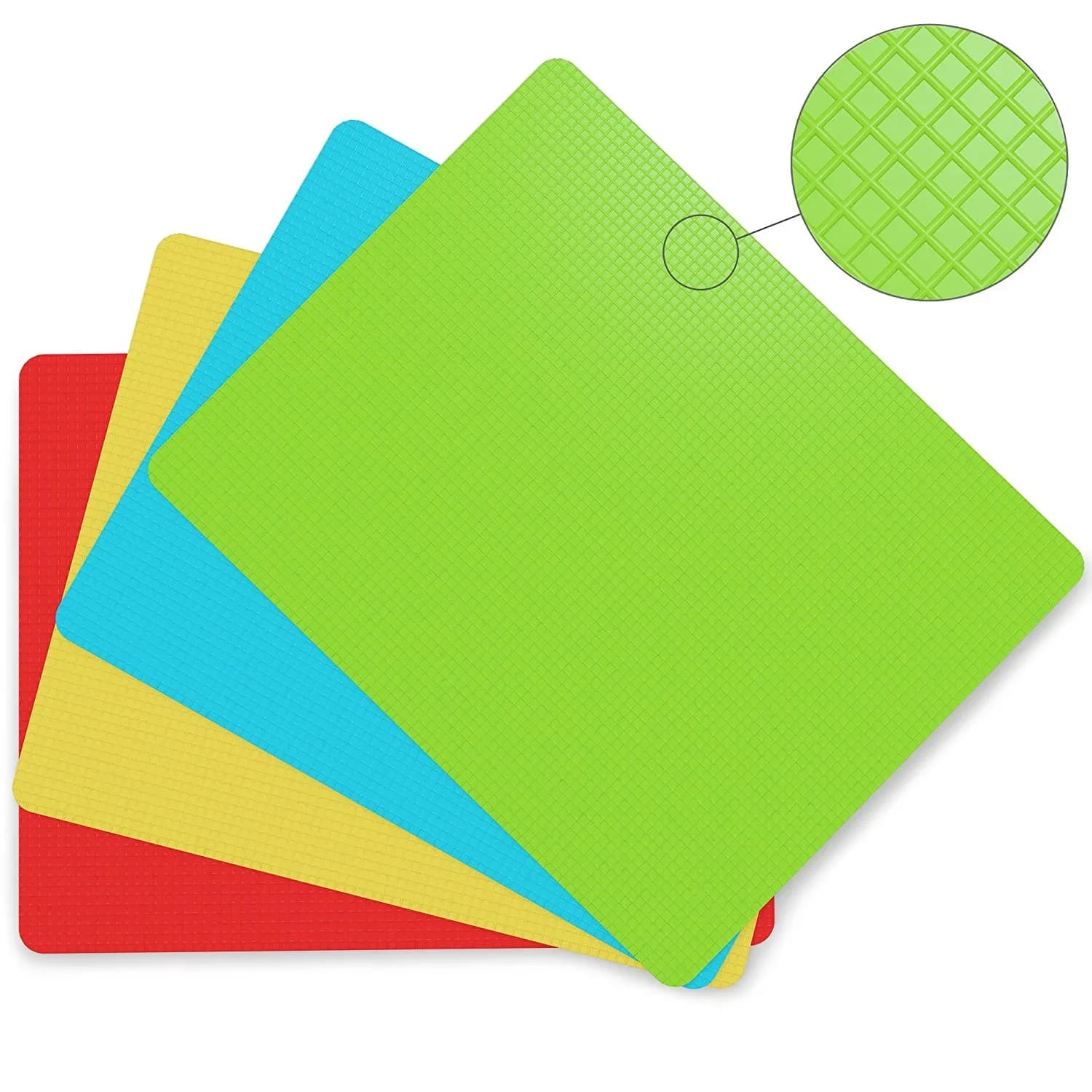 Lot de 4 planches à découper flexibles et antidérapantes en plastique avec icônes d'aliments