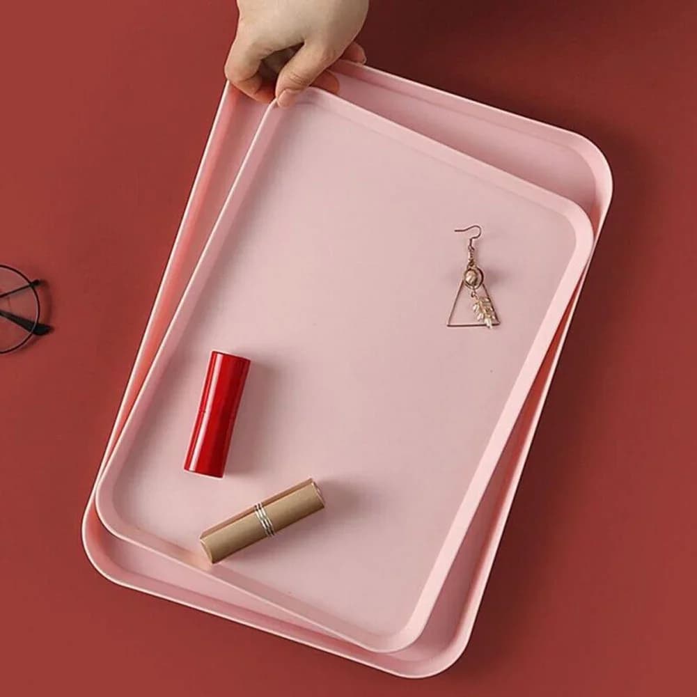 Plateau de service rectangulaire en plastique antidérapant et résistant aux rayures