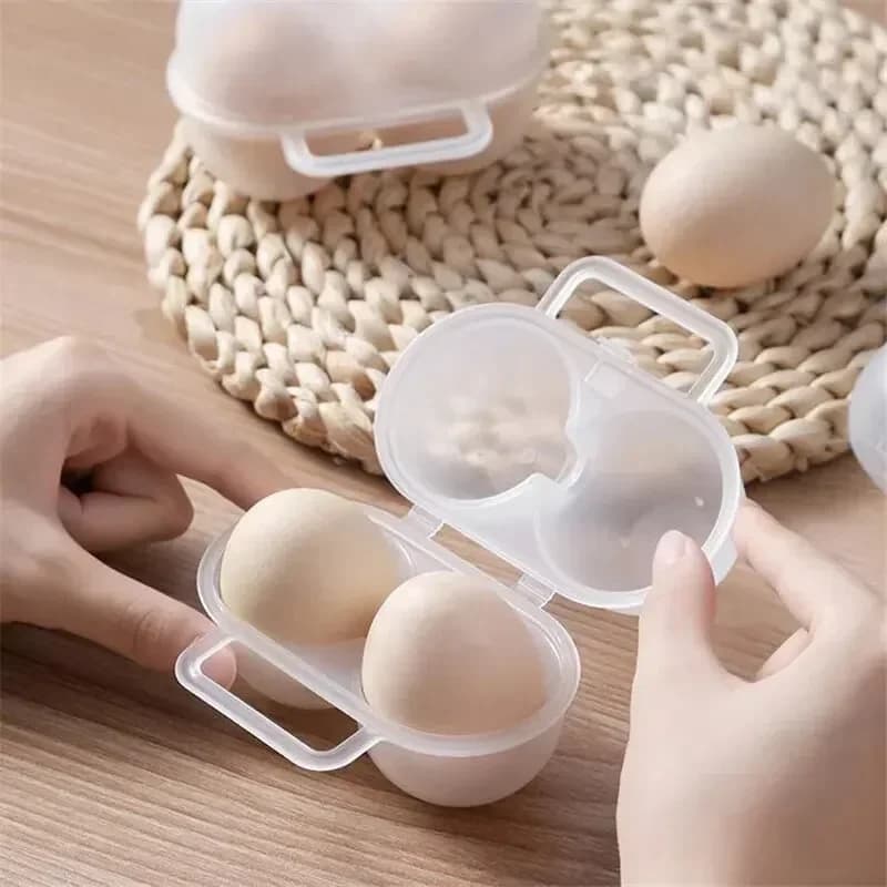 Boîte à œufs portable 2 compartiments - Boîte de transport antichoc pour camping et réfrigérateur (1 pièce)