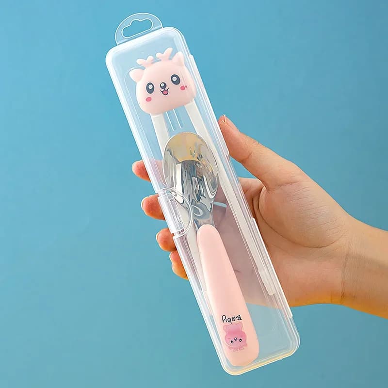 Boîte à couverts de voyage transparente avec couvercle à rabat anti-poussière