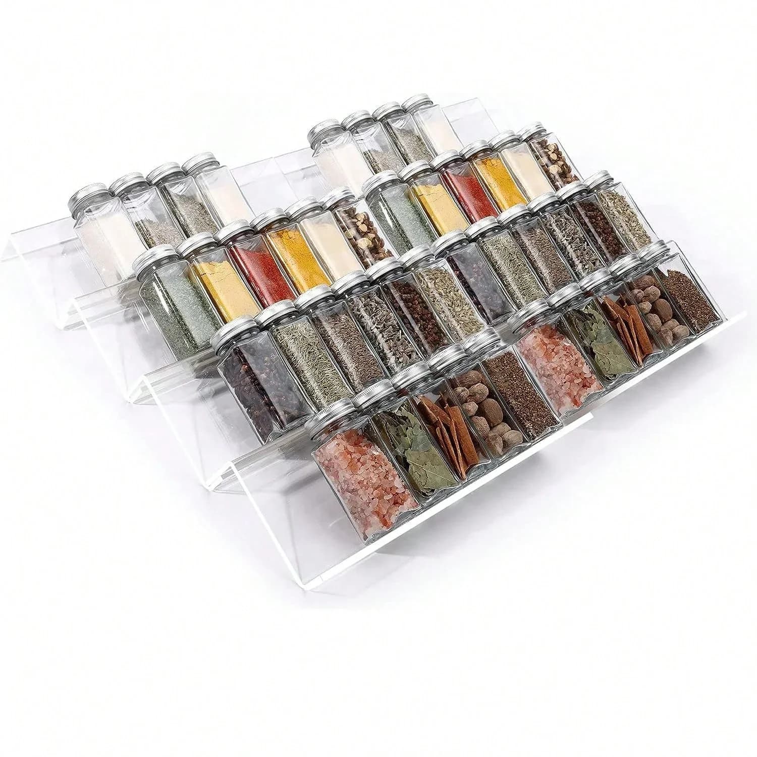 Organisateur de Tiroir à Épices Réglable en Acrylique - Support Extensible pour Pots d'Épices